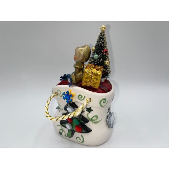 Vintage Ceramic Christmas Elf Pixie Spreading a little holiday Pixie Dust ! OOAK - Picture 8 of 16